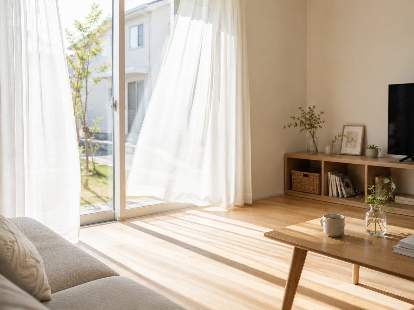 建売住宅の床下を点検する様子